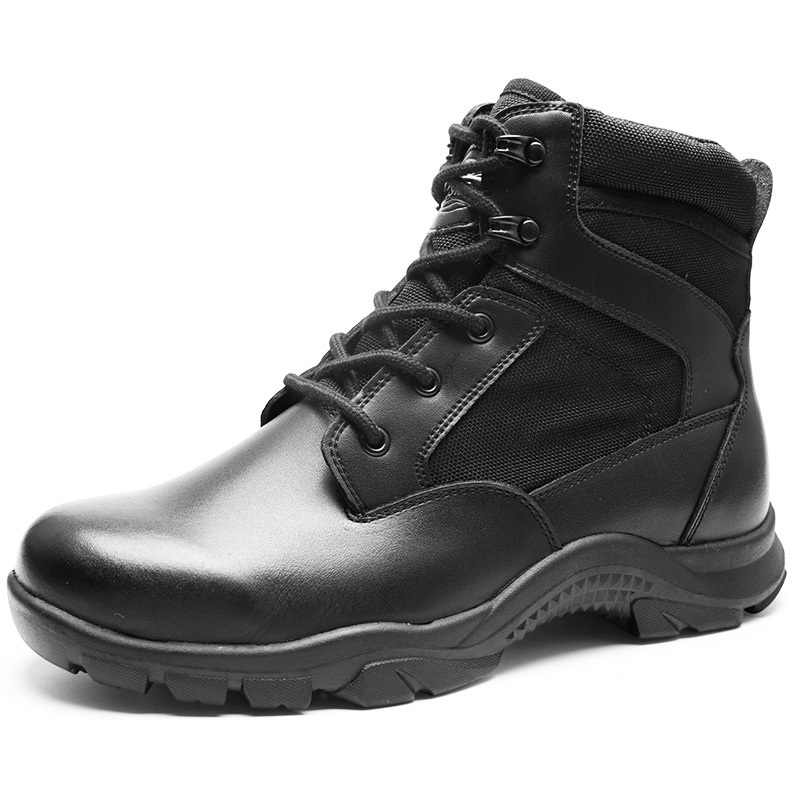 Men Black Lightweight Durable training Leather Combat tactical Hiking Outdoors Anti-Fatigue Desert Work Boots