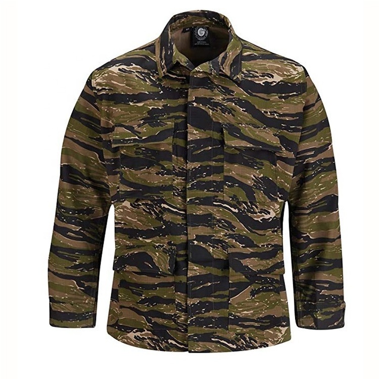 Tiger stripes camouflage color BDU mens outdoor suit wargame suit tactical uniform