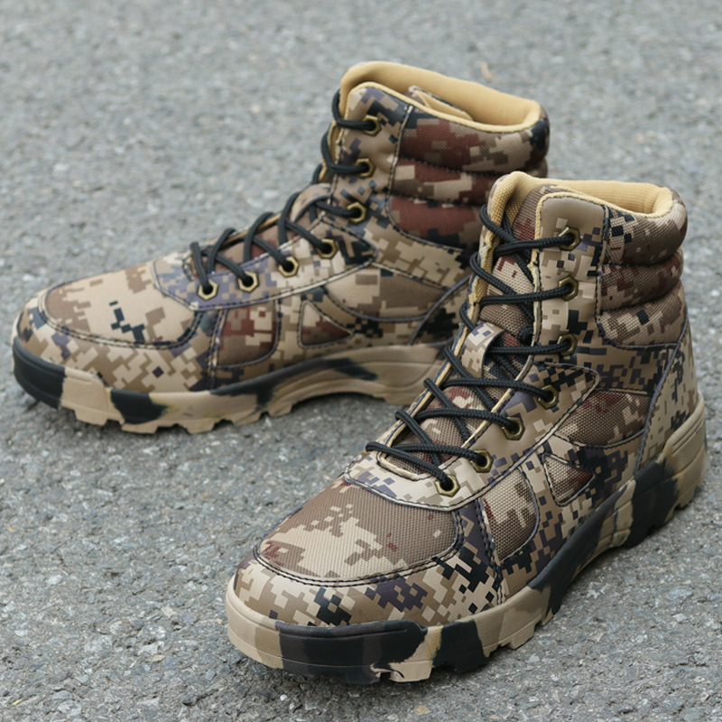 Men Tactical Boots Camo Lightweight Combat Durable Suede Leather Work Desert Boots