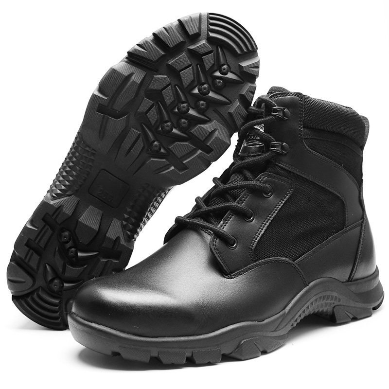 Men Black Lightweight Durable training Leather Combat tactical Hiking Outdoors Anti-Fatigue Desert Work Boots