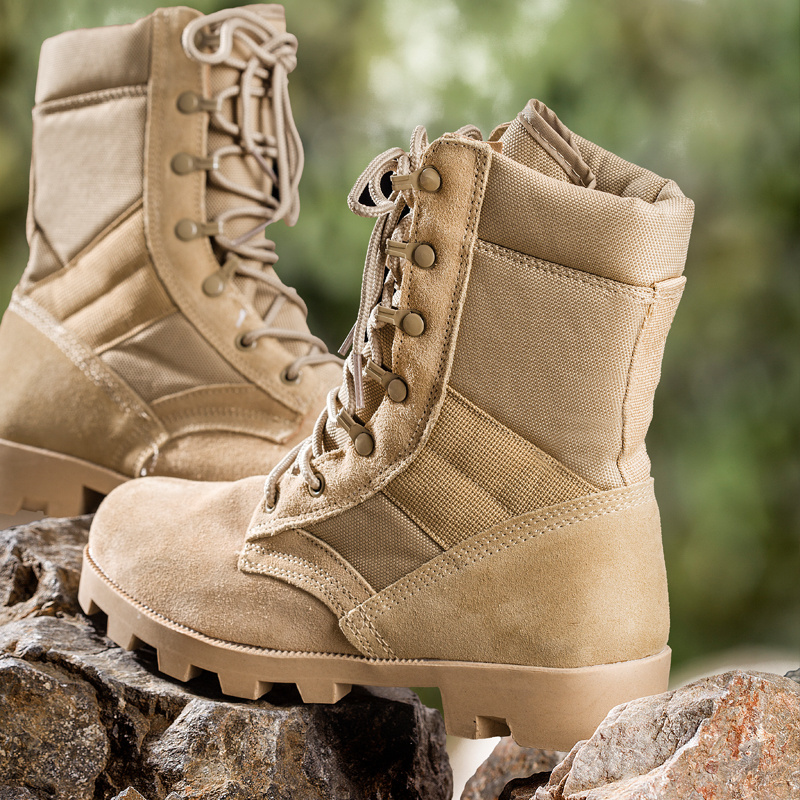 High quality waterproof Leather Wear-Resist Rubber Tactical  desert Men's boots