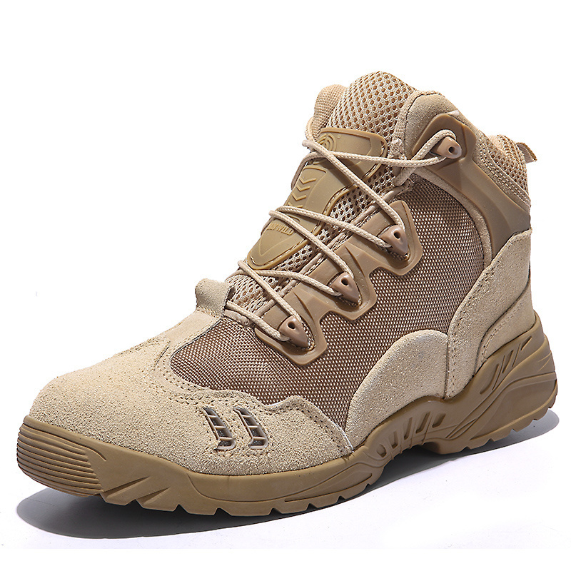 Rubber bottom training men's middle high upper summer waterproof tactical desert boots