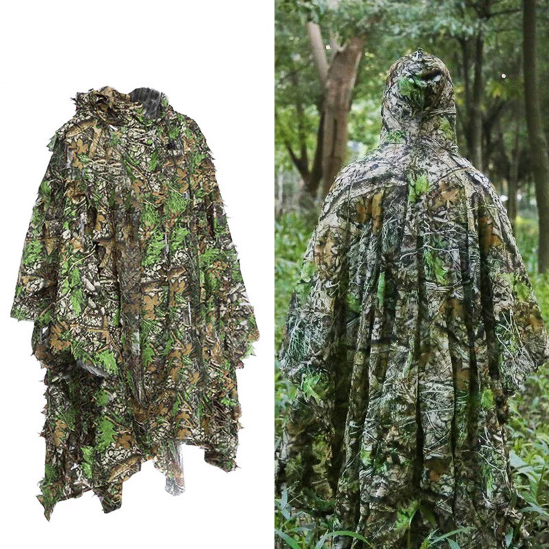 Hooded Rain Poncho Camo Ripstop Durable Polyester Tactical Camouflage Poncho