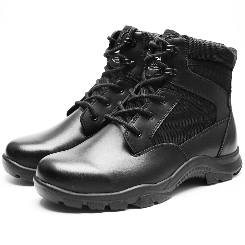 Men Black Lightweight Durable training Leather Combat tactical Hiking Outdoors Anti-Fatigue Desert Work Boots