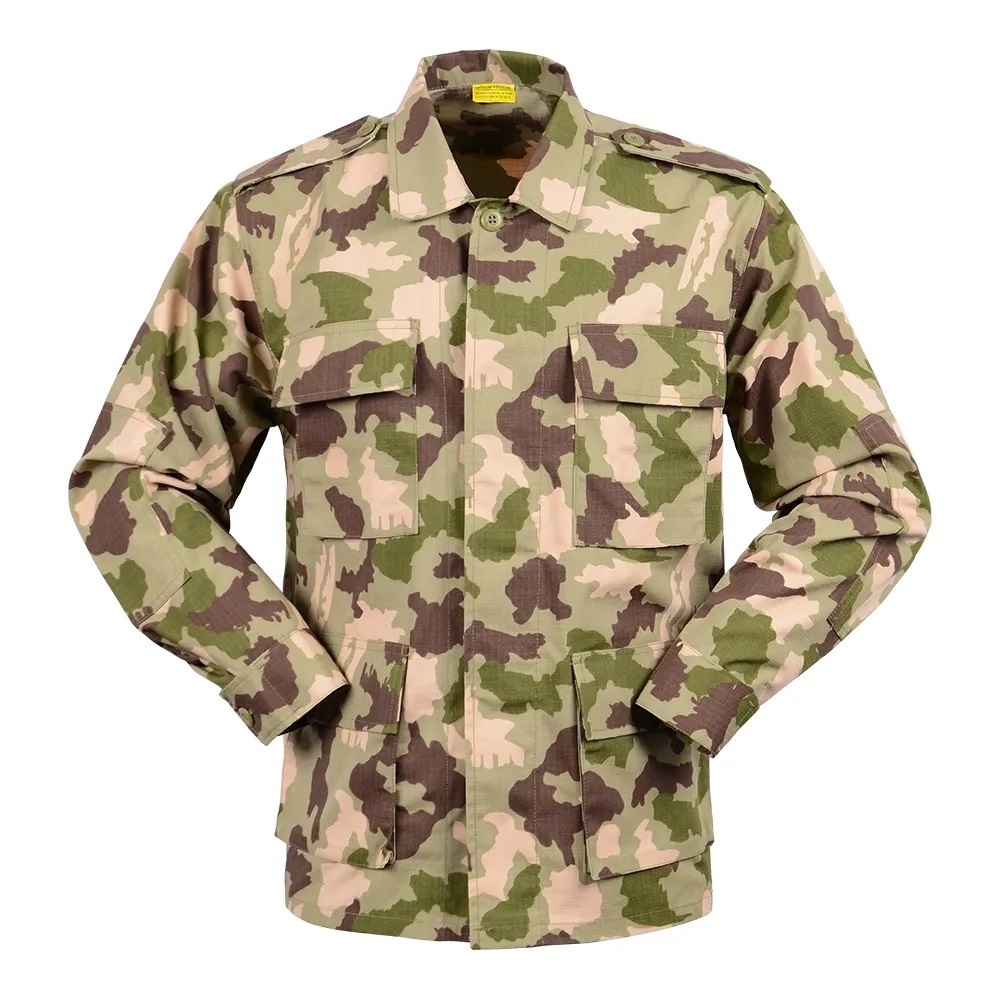 Nigeria Custom  65/35 TC Workwear Jacket Outdoor Hunting Ripstop Four Woodland Camo Combat Camouflage Suit Tactical Uniform