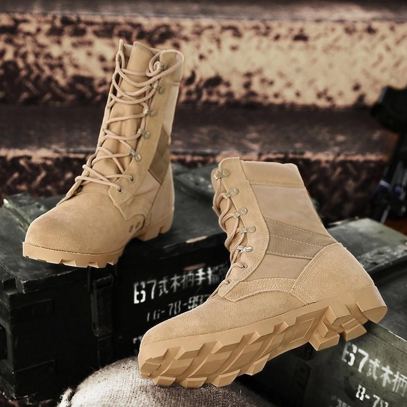 High quality waterproof Leather Wear-Resist Rubber Tactical  desert Men's boots