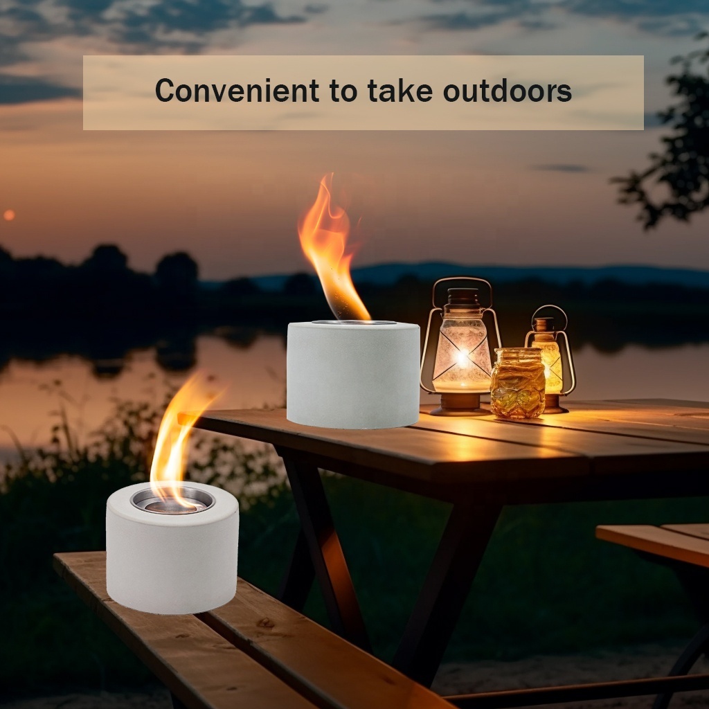 Modern Mini Concrete Tabletop Fireplace Wholesale Portable Fire Pit for BBQ Bio Ethanol Tabletop Fireplace Smokeless Fire Pit