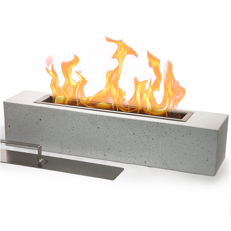 Rectangle Tabletop concrete Bioethanol Firepit for Indoor/Outdoor Use