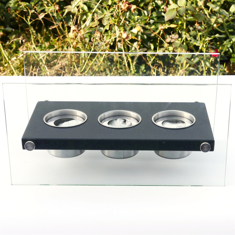 Bio Ethanol Fireplace Free Standing Outdoor Stainless Steel Metal Glass Table Top Fire Burner Flame Heater