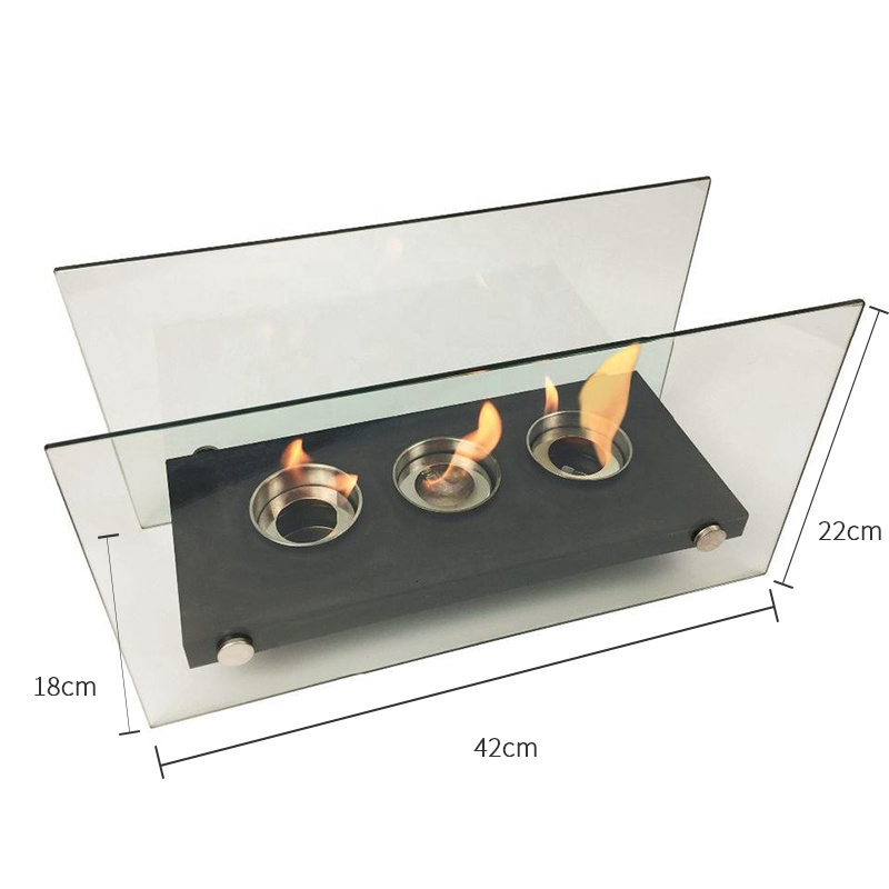 Bio Ethanol Fireplace Free Standing Outdoor Stainless Steel Metal Glass Table Top Fire Burner Flame Heater