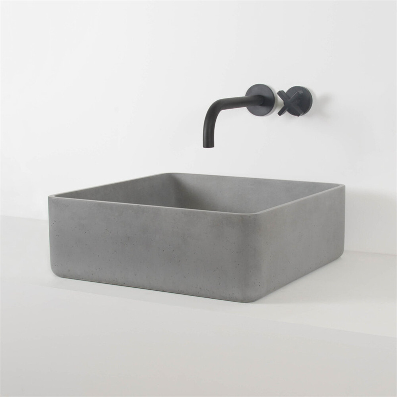 Handmade Concrete Basin Robust Bathroom Sink Countertop Cement Vessel Basin Mounted Concrete Wash Basin