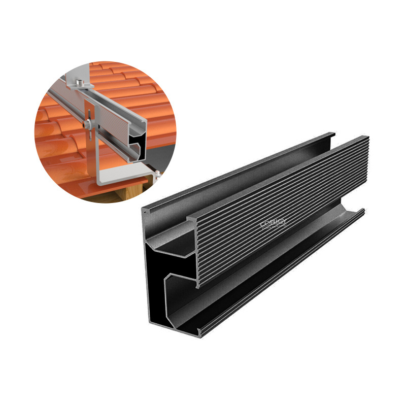 Corigy Black Anodized Aluminum Photovoltaic Accessories Solar Panel Mounting Rail for Ground and Rooftop