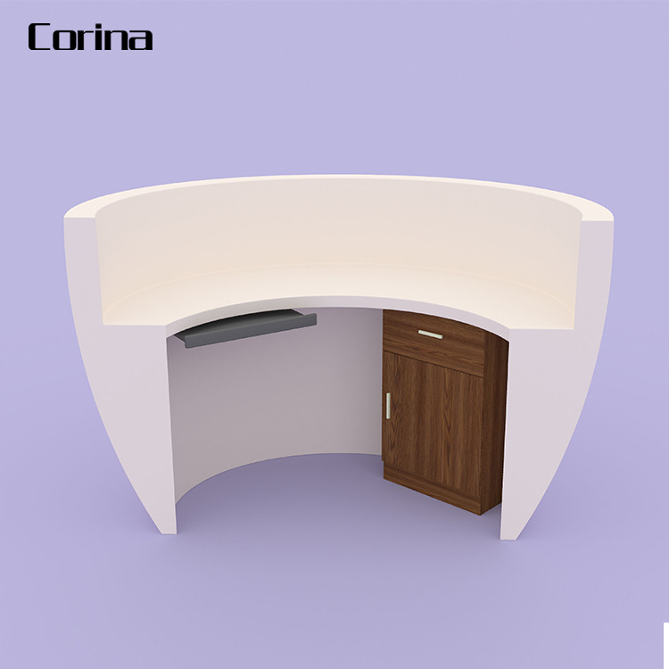 Corina Small Salon Reception Desk Circular Round Reception Desk