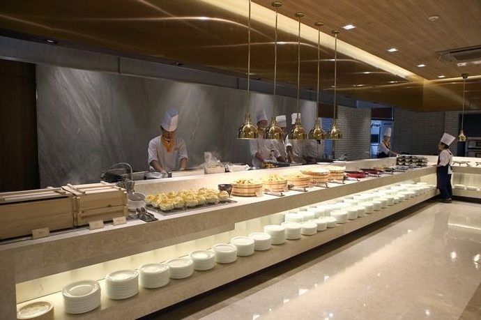 Luxurious Hotel Restaurant Buffet Serving Counter Made by Acrylic Solid Surface Customized Counter Design