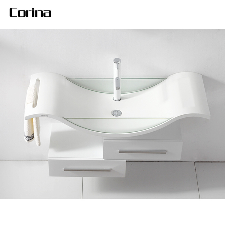 China manufacturer solid surface stone OEM custom shape bathroom cabinet face wash basin