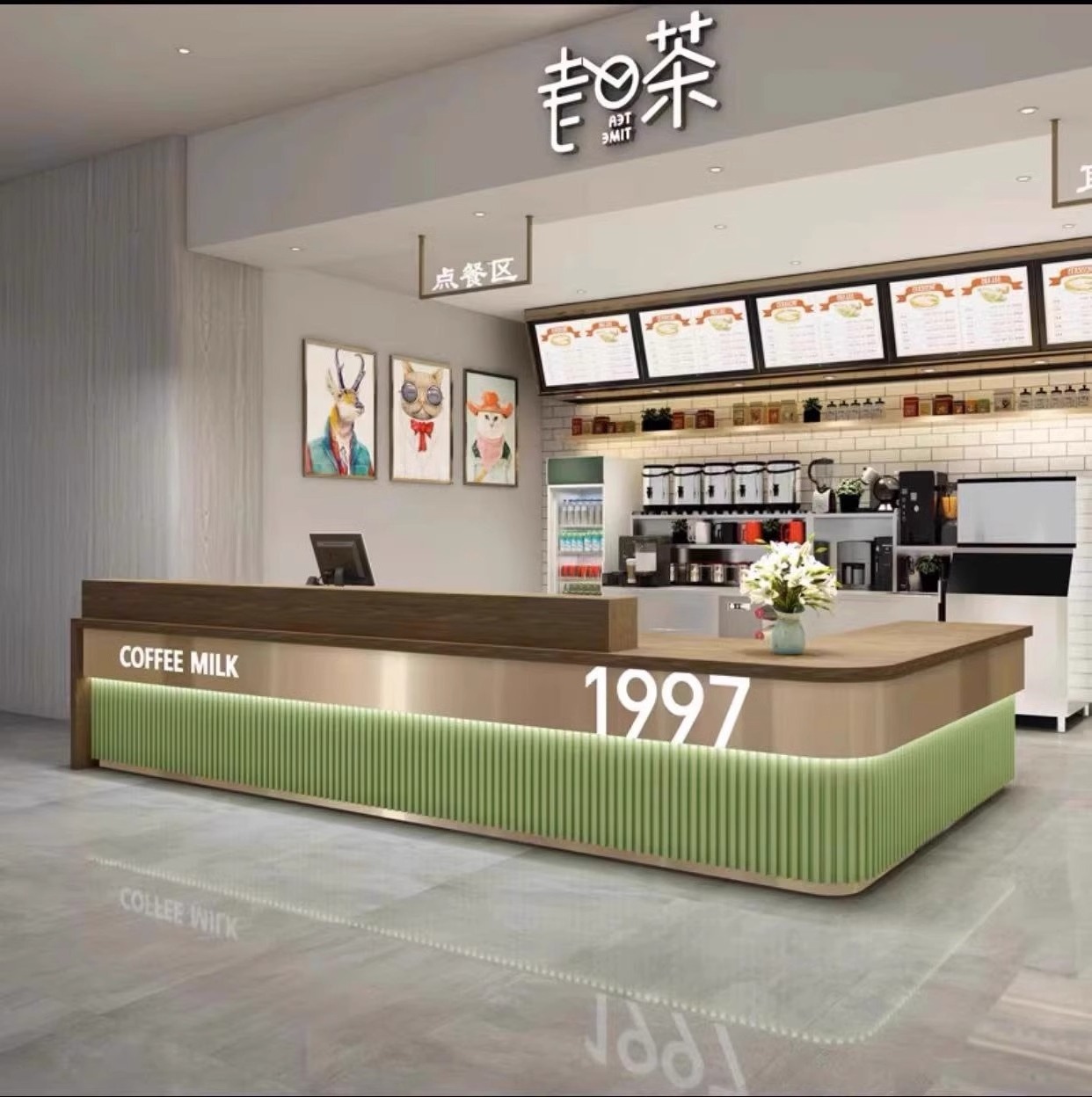 Hot sale L-type reception desk modern hall Ccheckout counter front desk reception counter for Beverage shop