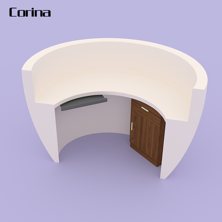 Corina Small Salon Reception Desk Circular Round Reception Desk