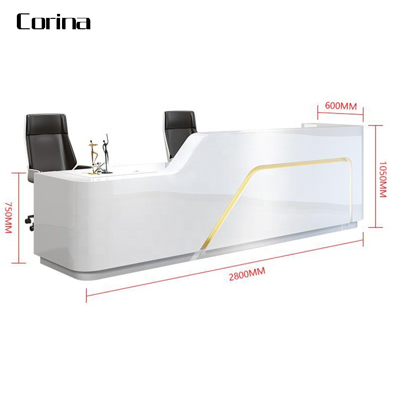 Modern Restaurant Hotel Salon Beauty Reception Design White Artificial Marble front Office Furniture Reception Desk