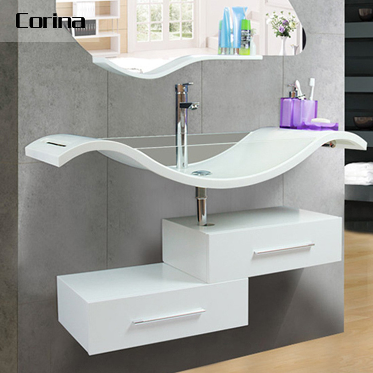 China manufacturer solid surface stone OEM custom shape bathroom cabinet face wash basin