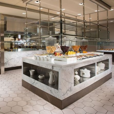 Luxurious Hotel Restaurant Buffet Serving Counter Made by Acrylic Solid Surface Customized Counter Design