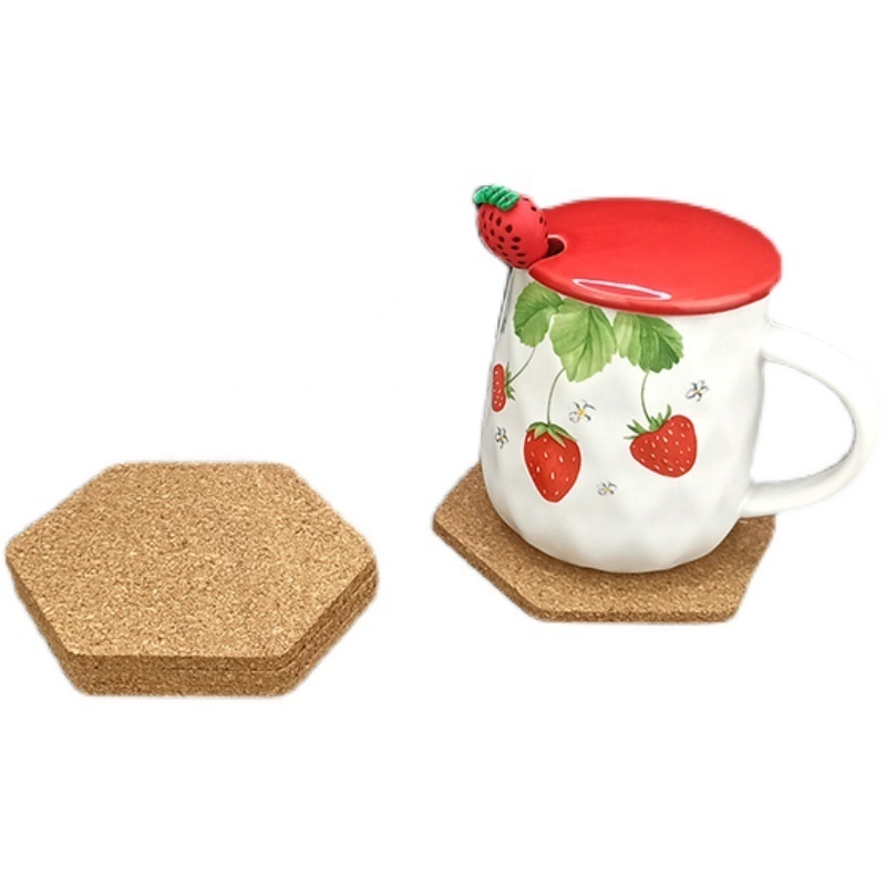 Kukesi Hexagonal Cork Coasters for Drinks Absorbent Cork Plant Coasters Pot Trivets Natural Bar Coasters Kitchen Pads for Table