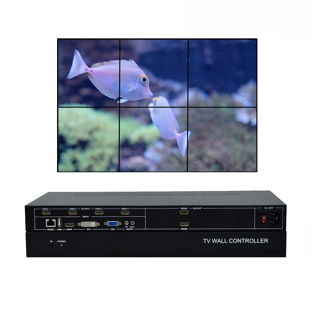 RCA interface, PAL and NTSC standard, auto identification video wall controller dvi out 2x3 1080p