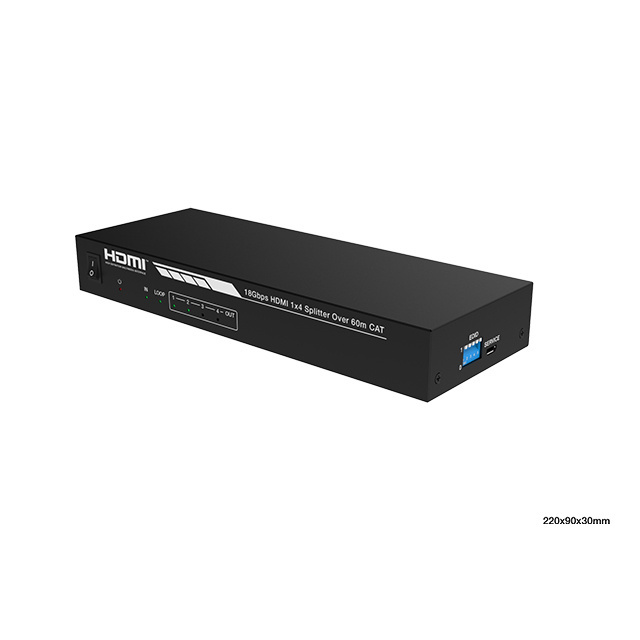 HDMI splitter video and audio 60hz 4k 1X4 Supports POC/EDID/Digital and analog audio de-embedded outputs/HDR, HDR10+ and HLG