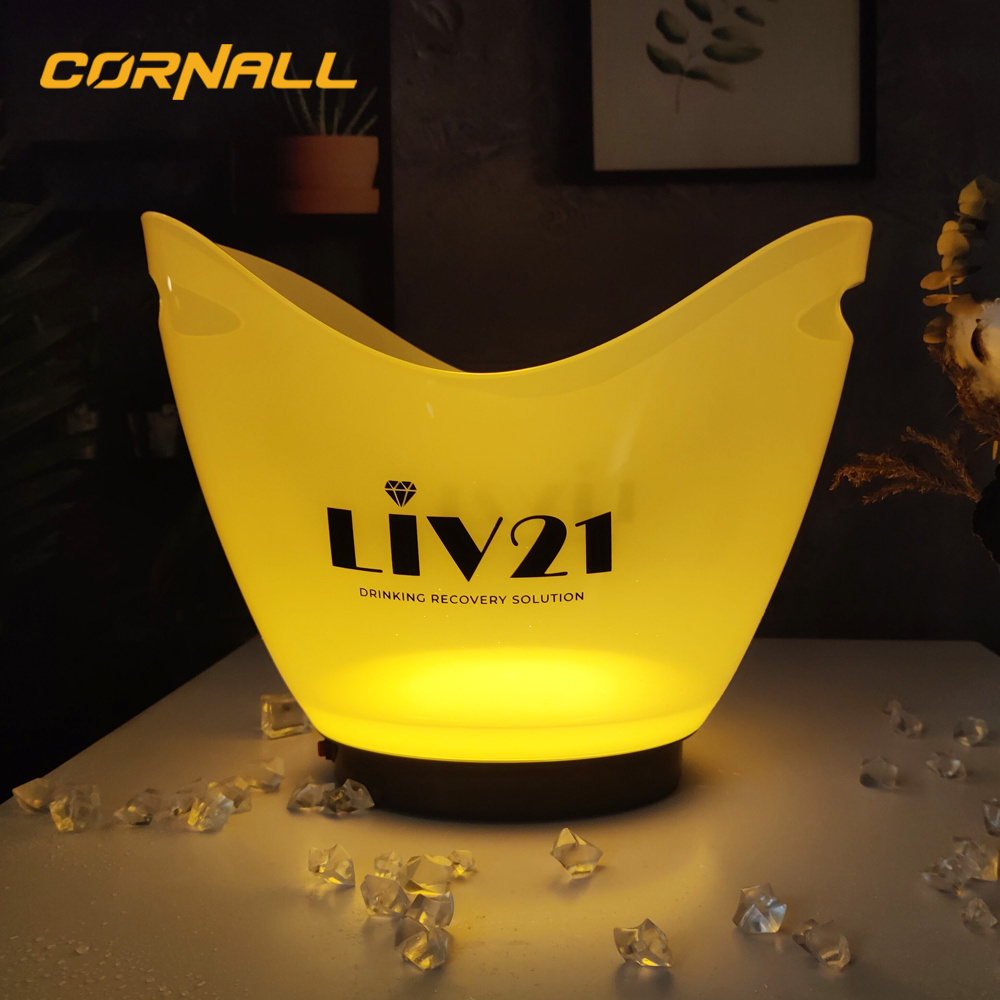 7 Colors LED Light Ice Bucket Drinks Ice Cooler 10L Ice Bucket With LED Light