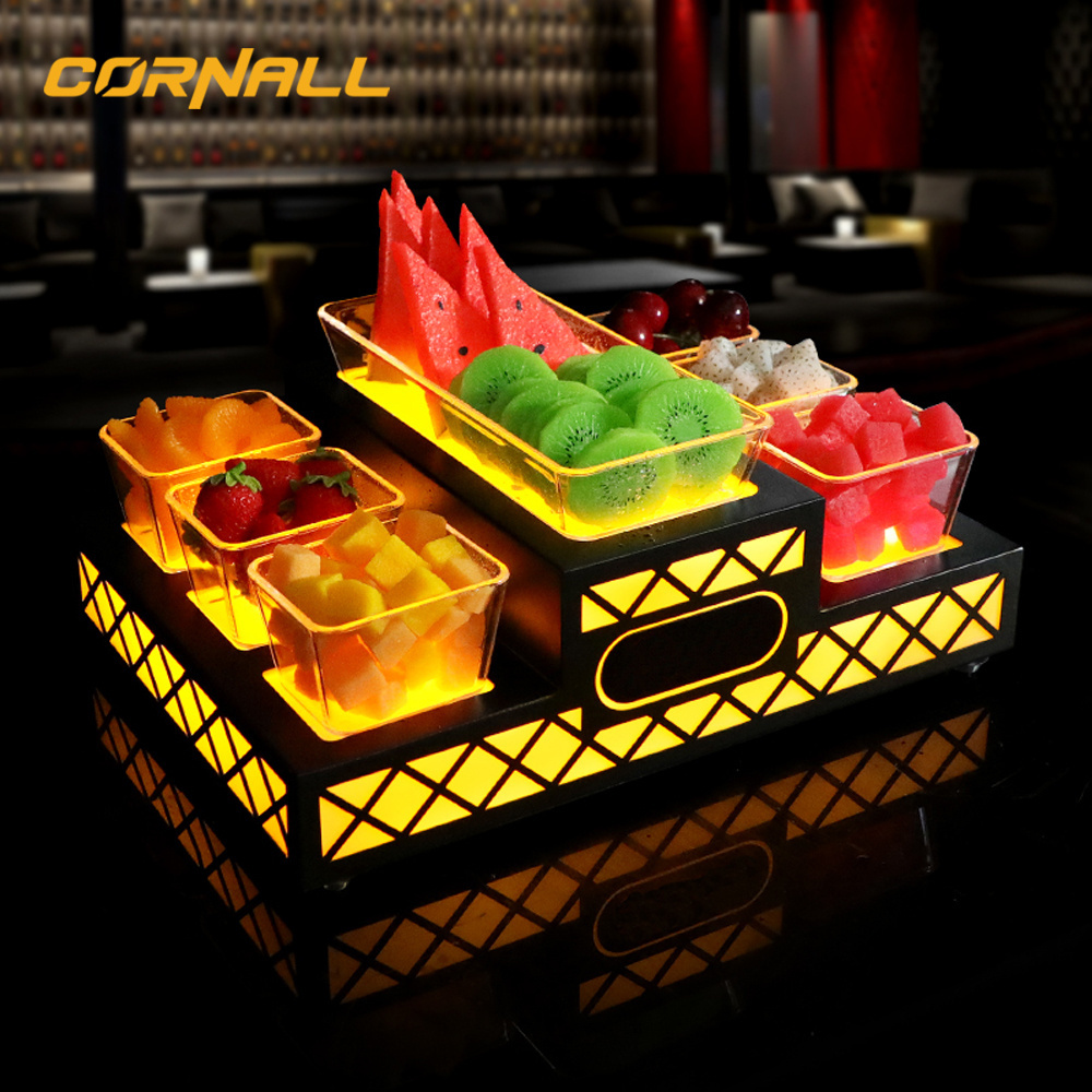 Restaurant Hotel Wedding Party Bar Lounge Night Club LED Illuminate Fruit Snack Acrylic Fruit Service Tray