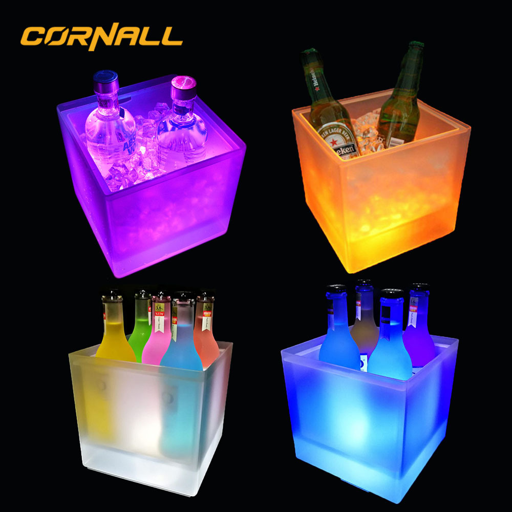 Night Party Club Acrylic led Ice Bucket Champagne Whiskey Beer Bucket Cooler Bars Led Ice bucket