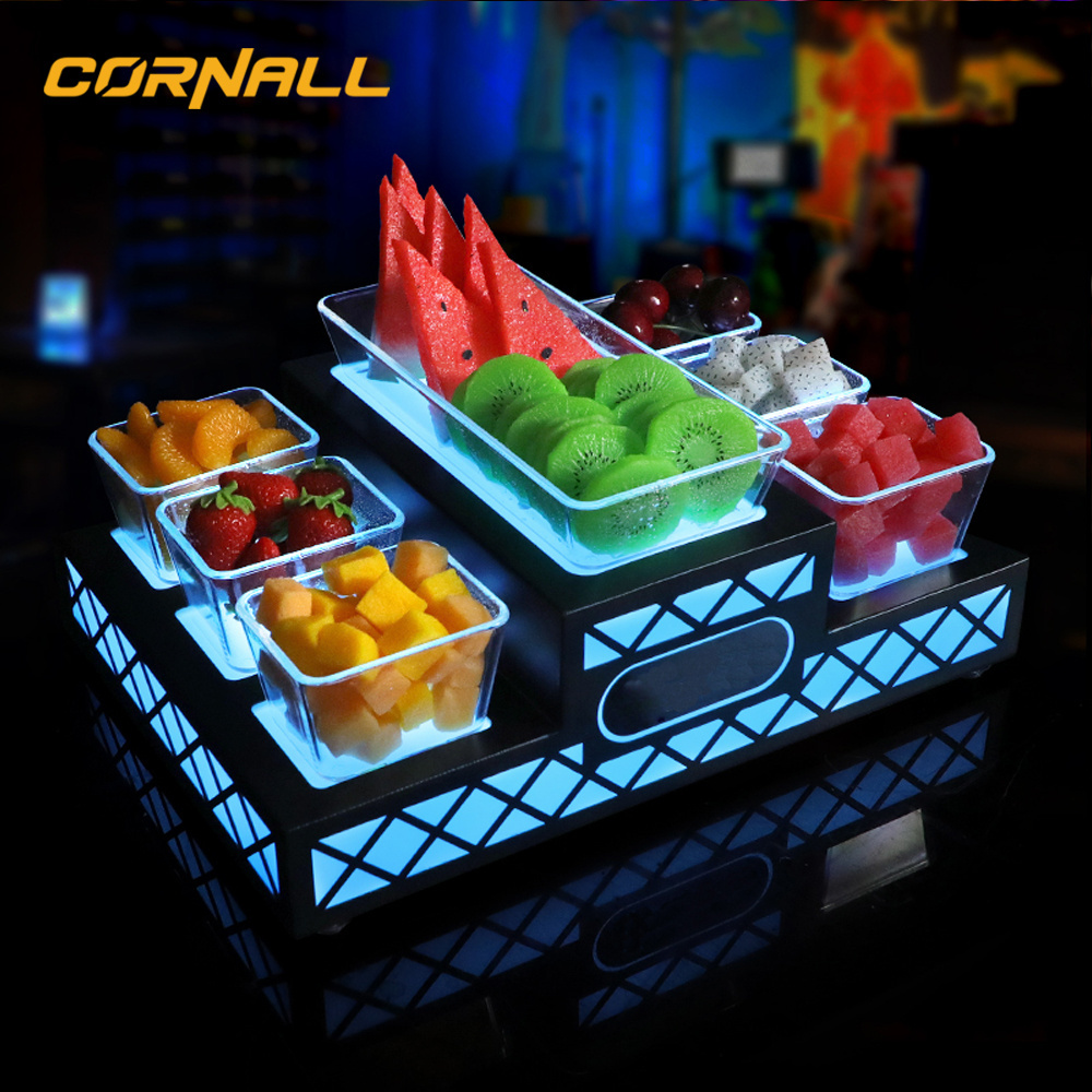 Restaurant Hotel Wedding Party Bar Lounge Night Club LED Illuminate Fruit Snack Acrylic Fruit Service Tray