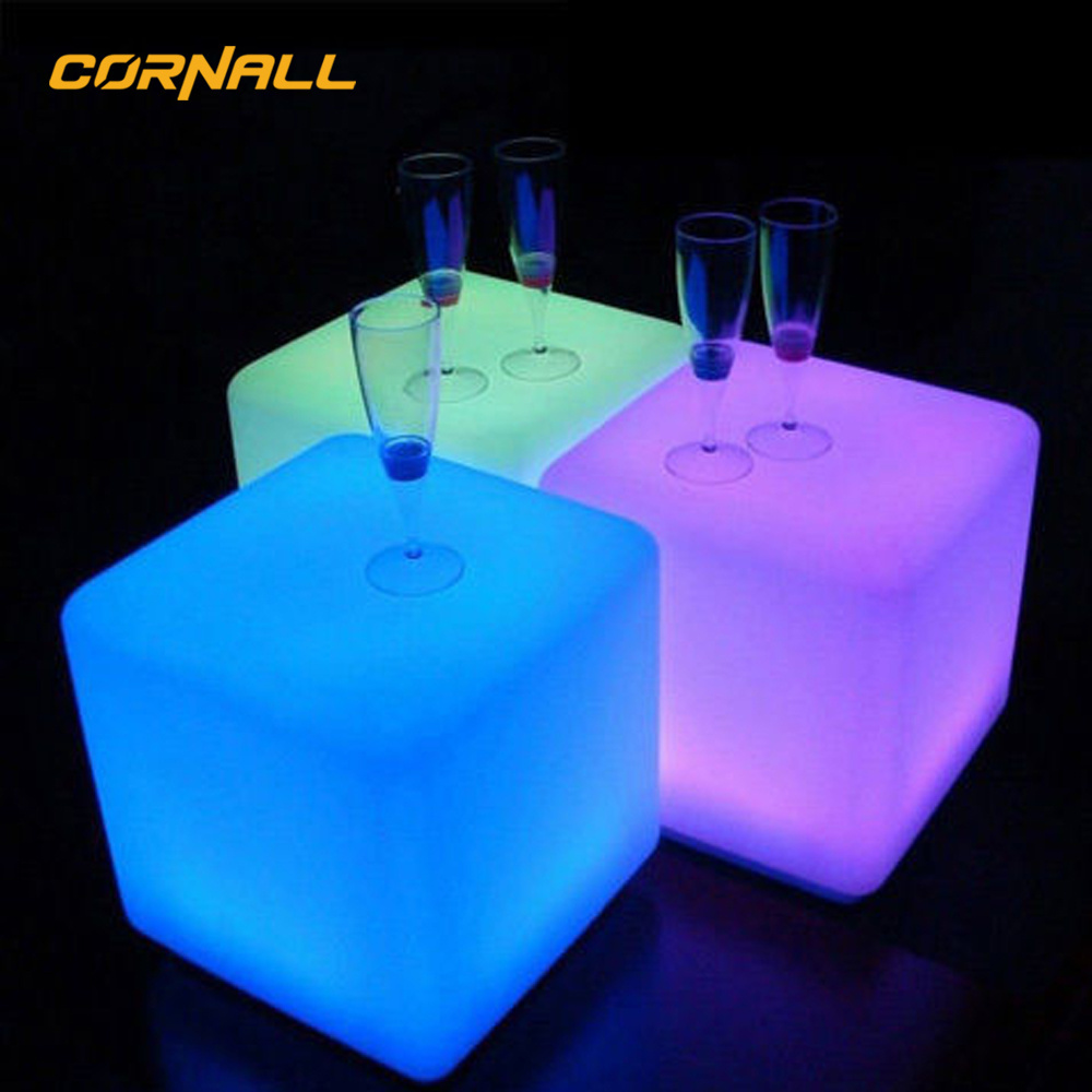 Remote control rgb color changing battery rechargeable plastic illuminated cube seat outdoor bar nightclub led cube chair