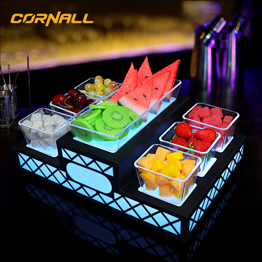 Restaurant Hotel Wedding Party Bar Lounge Night Club LED Illuminate Fruit Snack Acrylic Fruit Service Tray