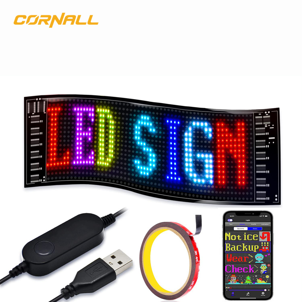 LED Car Rear Window Digital Display Color Screen LED Sign APP Control Car Led Display Screen For Advertising