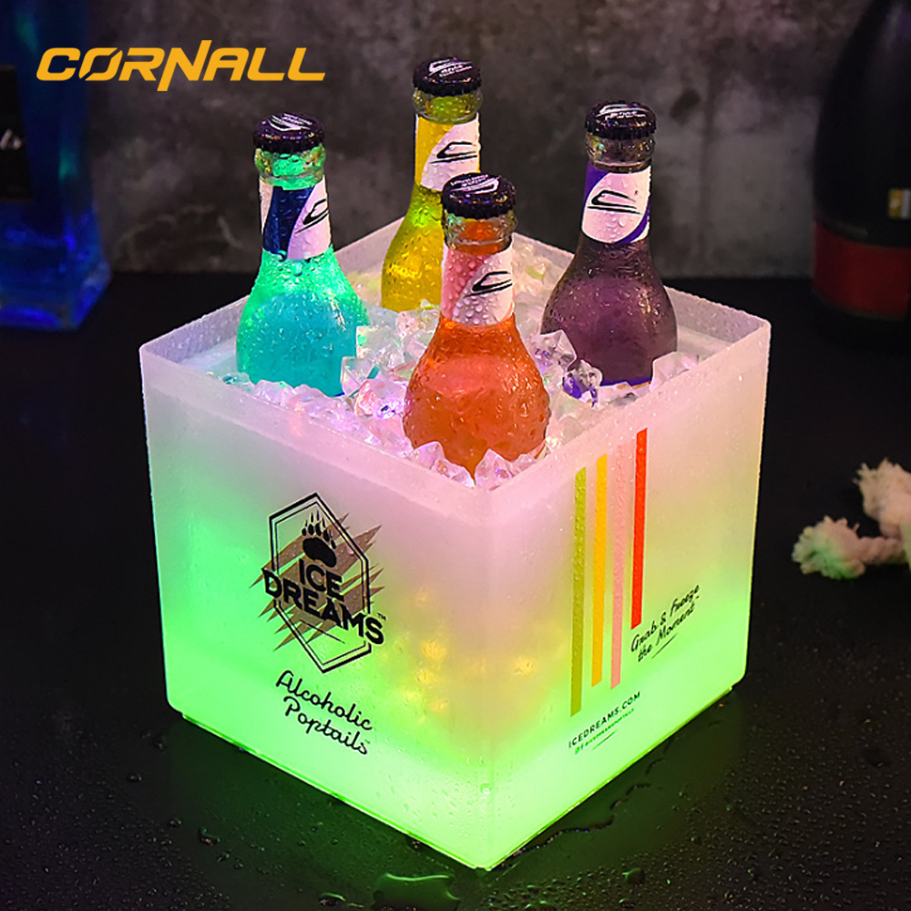 Night Party Club Acrylic led Ice Bucket Champagne Whiskey Beer Bucket Cooler Bars Led Ice bucket