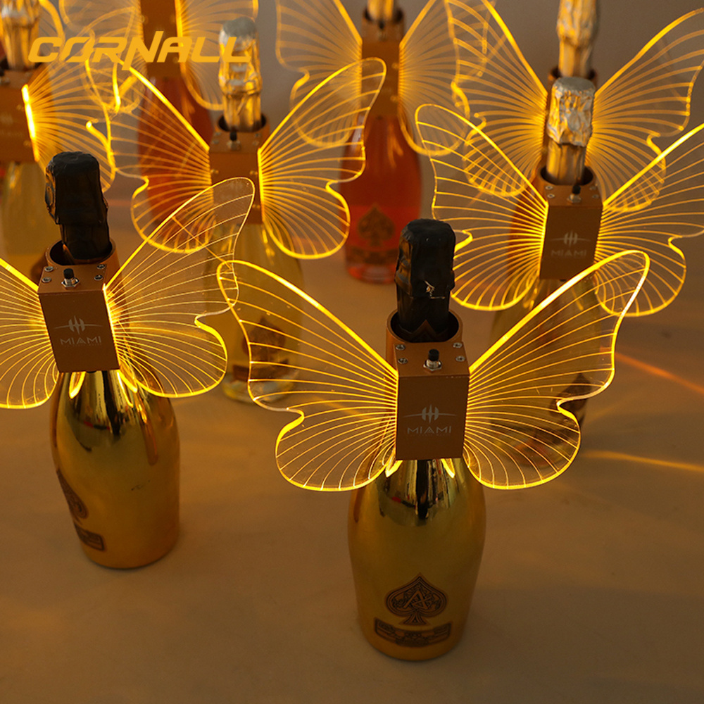 Rechargeable LED Strobe Baton Glowing Butterfly Wings Lamps Champagne Burst Light Flash Stick Wine Service Bottle Sparkler