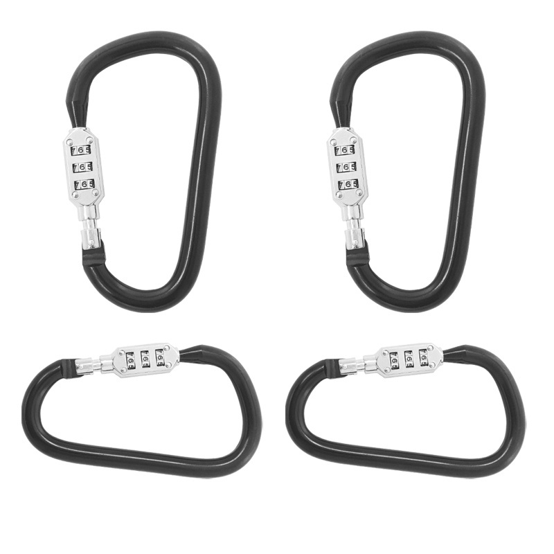 Multi functional aluminum alloy mountaineering carabiner clip keychain with password lock outdoor tent quick hook