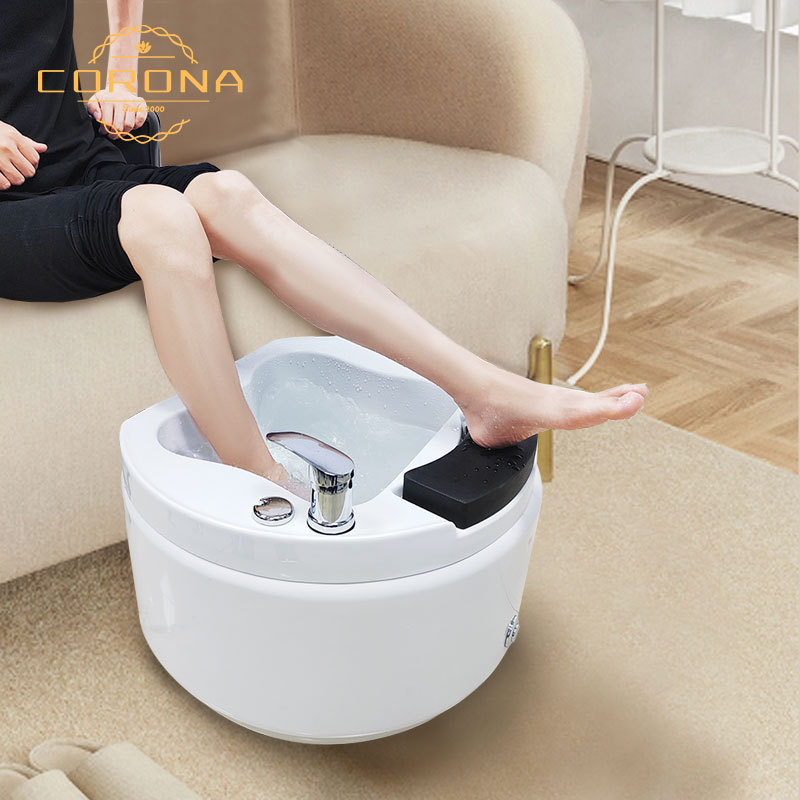 Corona Hot Sale Pedicure Beauty Salon Equipment Foot Pedicure Basin Spa Bowl Pedicure Sink for Sale with shower head