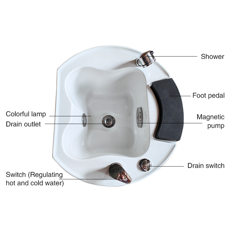 White Black Portable Movable Round Electric Pipeless Jet Pedicure Spa Bowls Sink With Drain