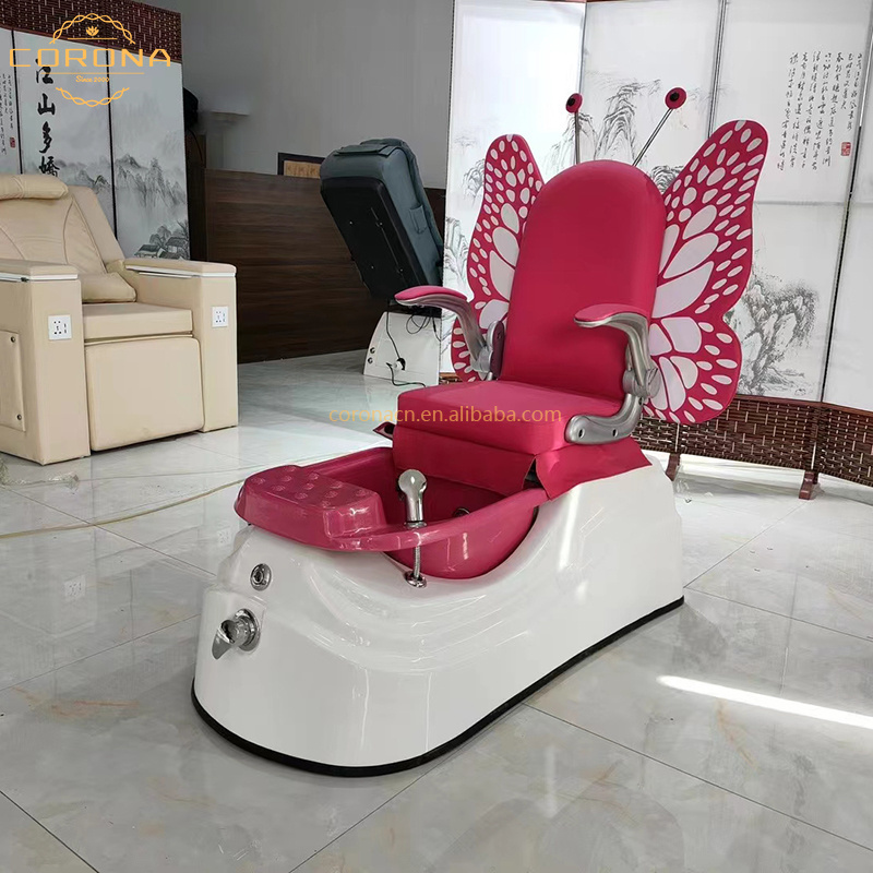 Nail Salon Cute Butterfly Pink Kid Children Spa Pedicure Chair For Girls