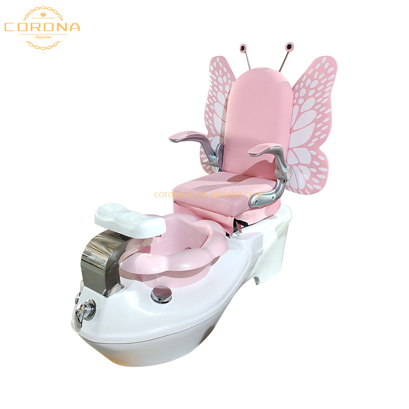 Nail Salon Cute Butterfly Pink Kid Children Spa Pedicure Chair For Girls