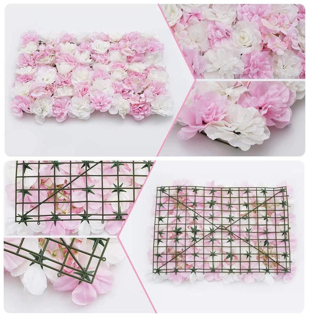 60cm X 40cm 3D White Rose Floral Wall Backdrop Artificial Flower Wall Panel Decor For Wedding Party