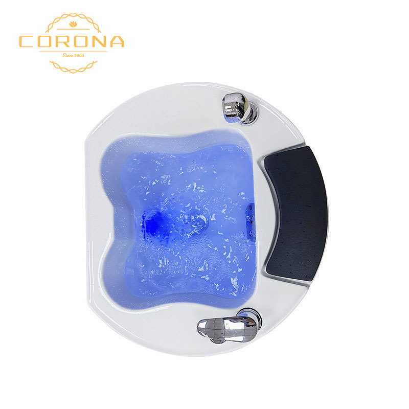 Corona Hot Sale Pedicure Beauty Salon Equipment Foot Pedicure Basin Spa Bowl Pedicure Sink for Sale with shower head