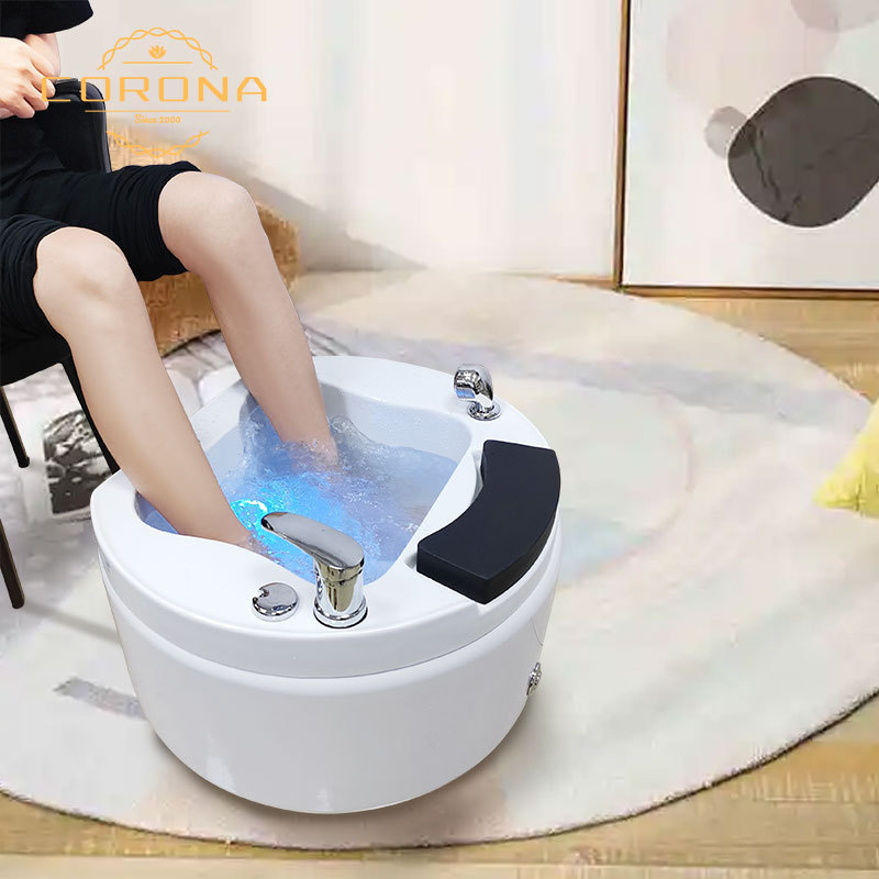 Corona Hot Sale Pedicure Beauty Salon Equipment Foot Pedicure Basin Spa Bowl Pedicure Sink for Sale with shower head