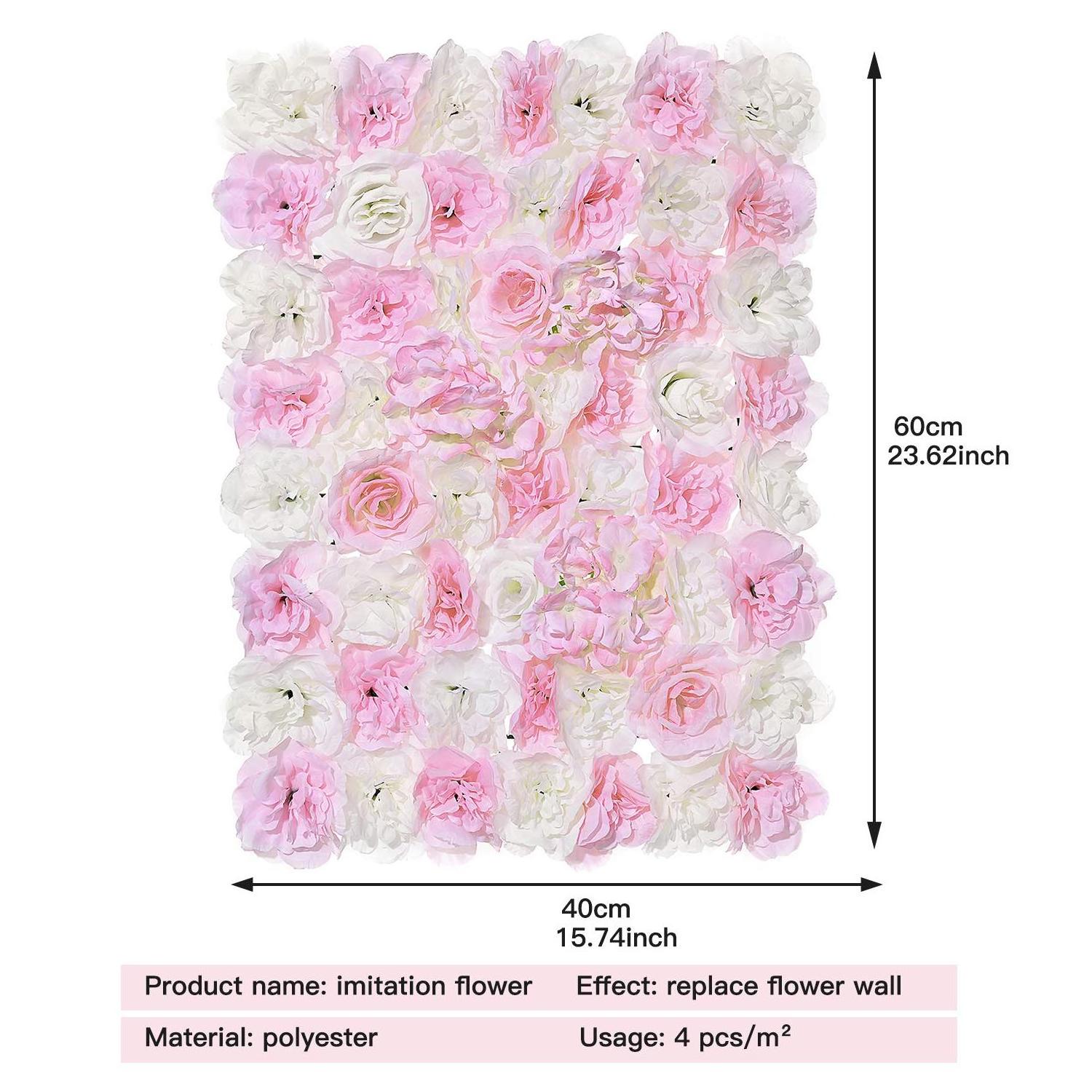 60cm X 40cm 3D White Rose Floral Wall Backdrop Artificial Flower Wall Panel Decor For Wedding Party