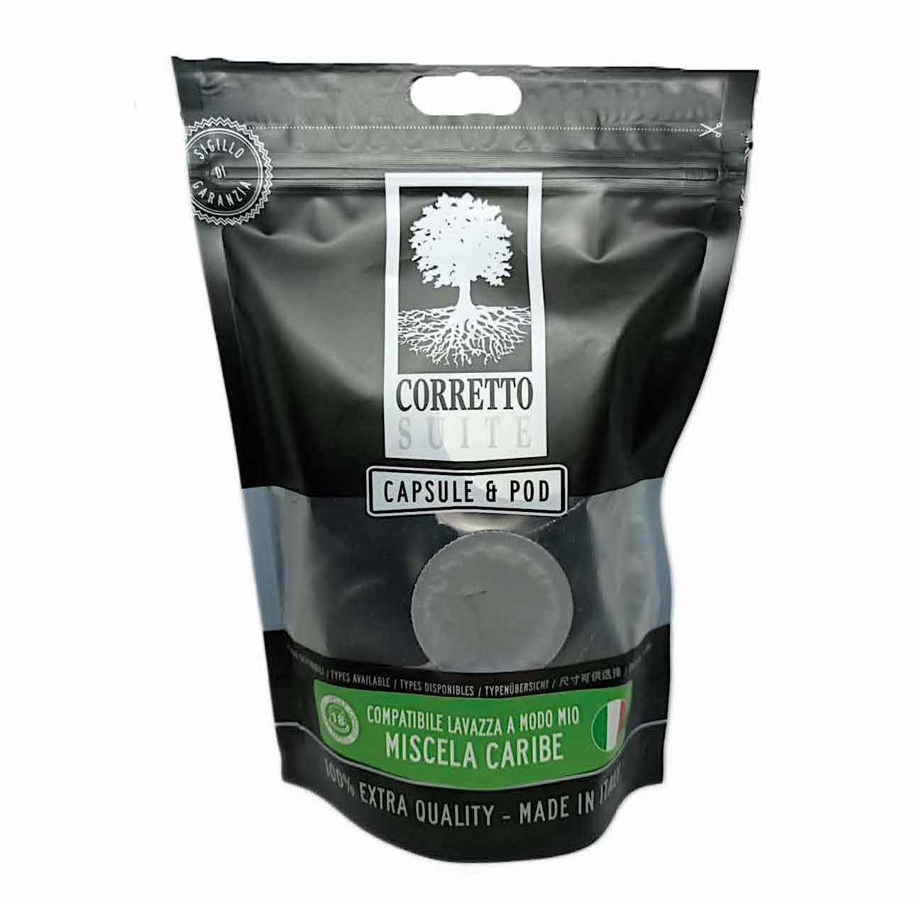 Miscela Caribe Italian roasted coffee blend stand-up pouch 18 capsules Cuban Arabica Speciality Coffees