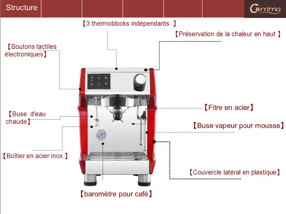 Sleek 1.7L Espresso Coffee Machine, 220 Volt Coffee Maker with Built-in Milk Frother - Cafe Corrima