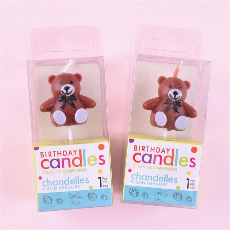 Made In China Cute Little Candle Brown Cartoon Bear Birthday Party Decoration Cake Candles