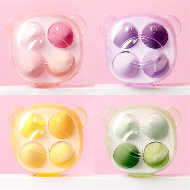 4PCS Beauty Sponges Bear Shape Box Custom Logo Marshmallow Makeup Sponge Set With Boxes