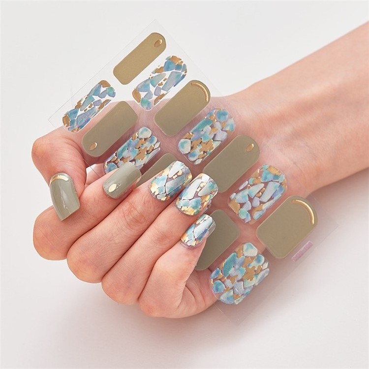 Gentle Style Beauty Decoration 3D Diy Glitter Set Non Toxic Gel Full Wraps Nail Sticker